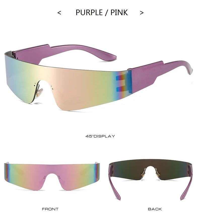 2000S Aesthetic Y2K Sunglasses Men One Piece Sports Sun Glasses Women Vintage Wrap Around Shades Fashion Punk Goggle Eyewear