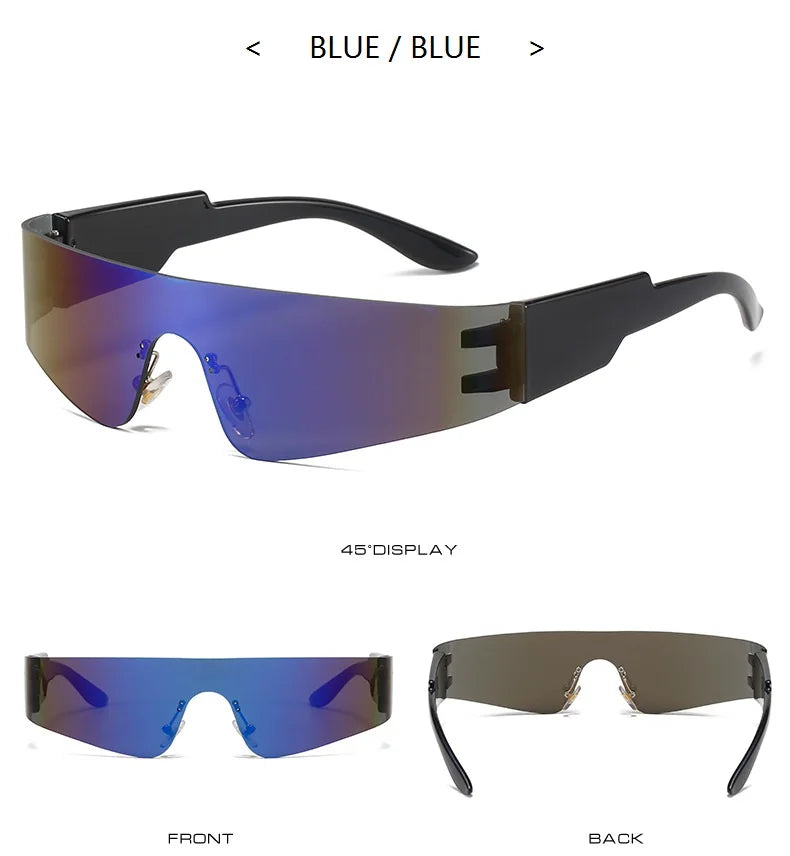 2000S Aesthetic Y2K Sunglasses Men One Piece Sports Sun Glasses Women Vintage Wrap Around Shades Fashion Punk Goggle Eyewear