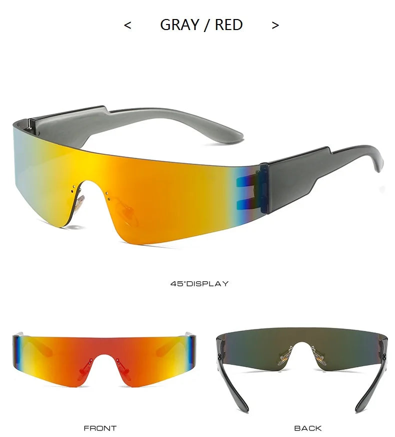 2000S Aesthetic Y2K Sunglasses Men One Piece Sports Sun Glasses Women Vintage Wrap Around Shades Fashion Punk Goggle Eyewear